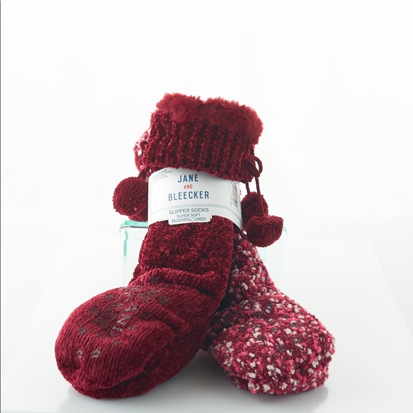Jane & Bleecker Super Soft Plushfill Slipper Socks Pink PopCorn Stitch Winter - Picture 3 of 3